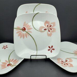 Corelle Pretty Pink Square Dinner Plates Corning White Plate Pink Flowers